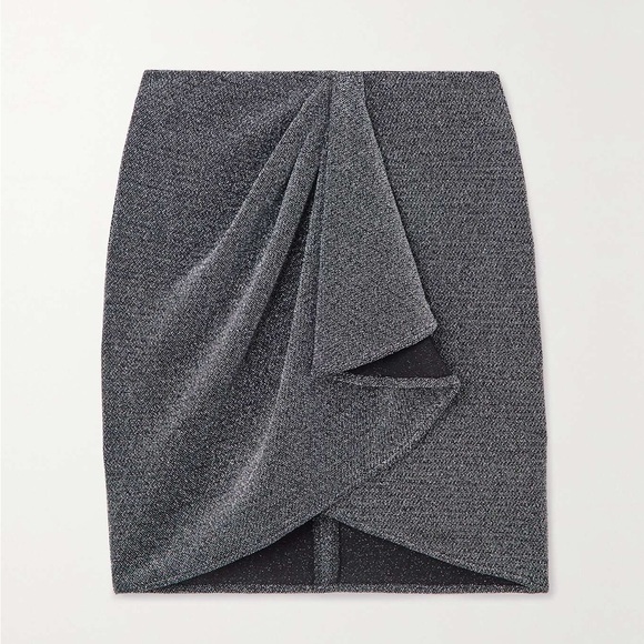 NWT Marant Etoile Bergen draped metallic stretch-jersey mini skirt - Picture 1 of 5